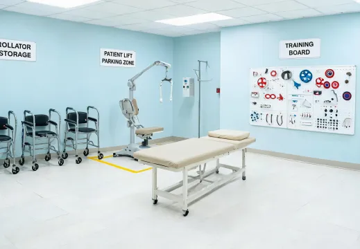 Rehabilitation clinic equipment zone