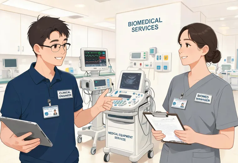 Clinical engineer advising hospital facility manager